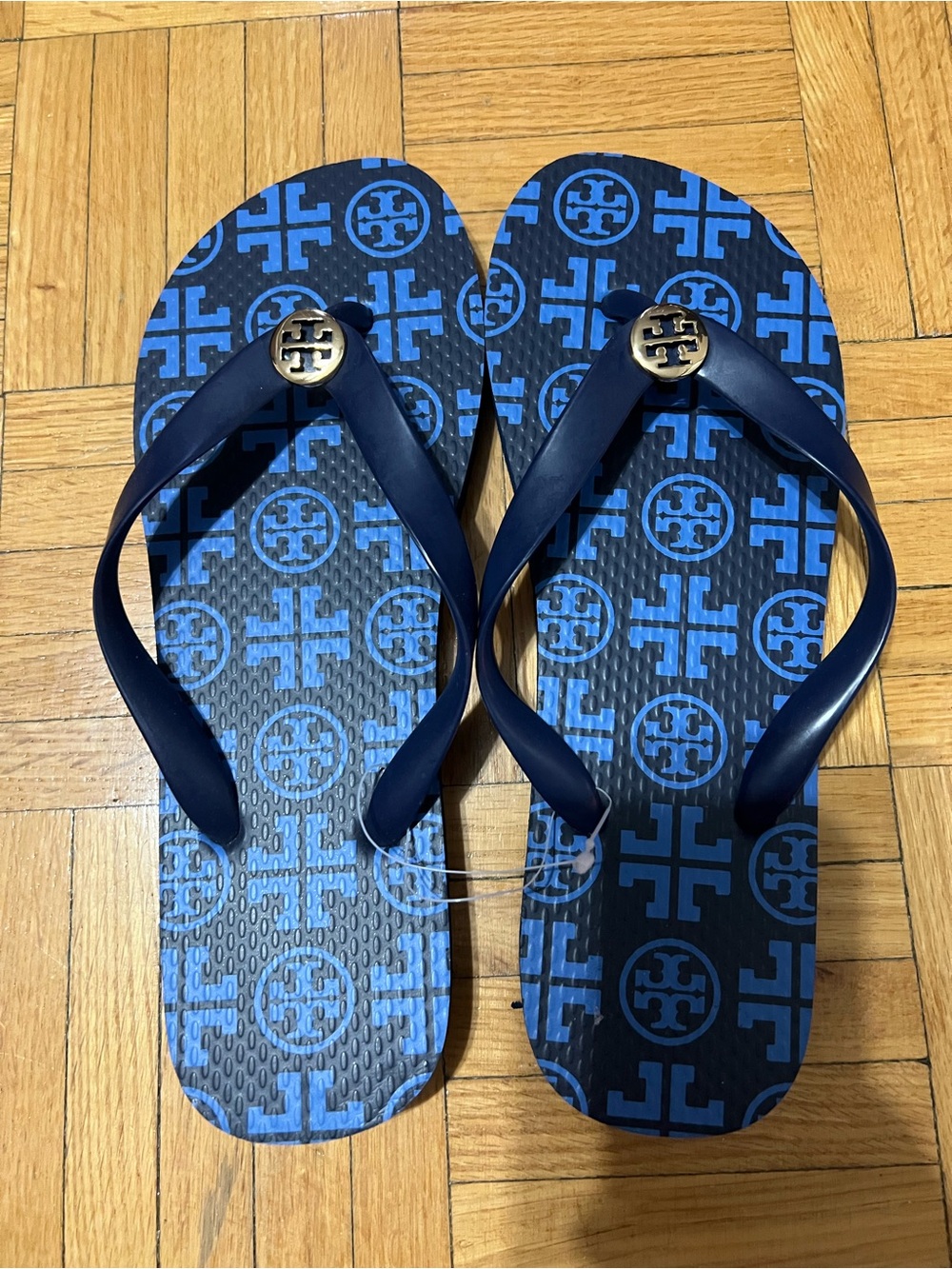 Tory Burch Blue Logo Flip Flop Sandals